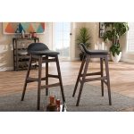 Faux Leather and Walnut Wood 30 Inch Barstools