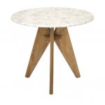 Febe Tall Marble and Wood Table