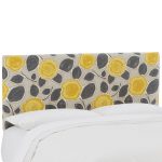 Garden Citrine Yellow & Gray Upholstered Queen Size Headboard
