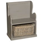Graphite Entry Bench with Wicker Basket