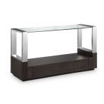 Graphite and Chrome Glass Top Sofa Table – Revere