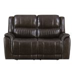 Gray Leather-Match Power Reclining Loveseat – Hearst