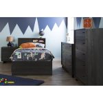 Gray Oak Twin Mates Bed with 3 Drawers (39 Inch)