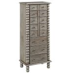 Gray Wash Spindle Jewelry Armoire