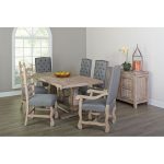 Gray and Barn Washed 7 Piece Dining Set with Ladder Back Chairs.