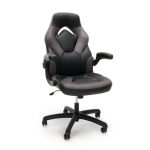 Gray and Black Racing Style Leather Gaming Chair