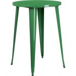 Green Metal 30 Inch Round Indoor-Outdoor Cafe Bar Table