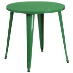 Green Metal 30 Inch Round Indoor-Outdoor Cafe Table