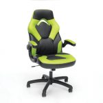 Green and Black Racing Style Leather Gaming Chair