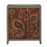 Hand Painted Red and Gray Paisley Cabinet – Ashbury