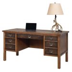 Hickory Half Pedestal Wood Desk – Heritage Oak