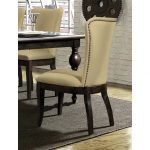 Ivory and Dark Oak Upholstered Traditional Dining Chair – Tessy