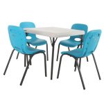 Lifetime Almond Kids Table & Glacier Blue Chairs (Set of 4)