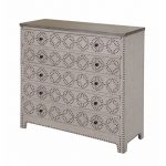 Linen 4 Drawer Chest with Nail-head Trim