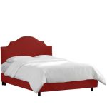 Linen Antique Red Notched Twin Nail Button Bed