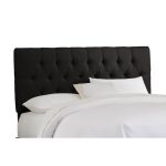 Linen Black Tufted California King Bed Headboard