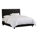 Linen Black Tufted Twin Bed
