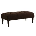 Linen Chocolate Tufted Top Bench