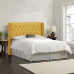 Linen French Yellow Diamond Tufted Wingback Full Size Bed