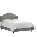 Linen Gray Nail Button King Size Bed