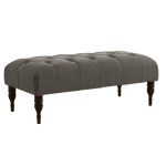 Linen Gray Tufted Top Bench