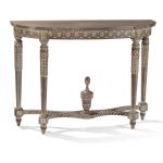 Mahogany and White Paint Highlighted Console Table