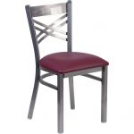 Metal Restaurant Chair – Burgundy Vinyl Seat