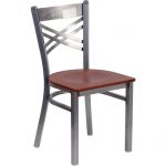 Metal Restaurant Chair – Cherry Wood Seat