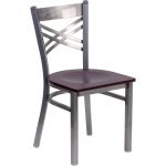 Metal Restaurant Chair – Mahogany Wood Seat