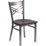 Metal Restaurant Chair – Walnut Wood Seat