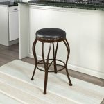Metal and Brown Bonded Leather Barstool