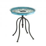 Metal and Glass Clock Accent Table