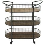 Metal and Wood 3 Tier Cart on Casters