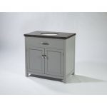 Misty Gray Finish Vanity with Sink and Blue-Gray Stone Marble Top.