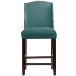 Mystere Peacock Nail Button Arched Back Counter Stool