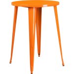 Orange Metal 30 Inch Round Indoor-Outdoor Cafe Bar Table