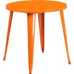 Orange Metal 30 Inch Round Indoor-Outdoor Cafe Table