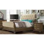 Pecan Upholstered King Sleigh Bed – Touraine