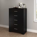 Pure Black 5-Drawer Chest of Drawers- Gramercy