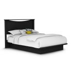 Pure Black Queen Platform Bed with Headboard – Step One