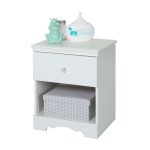 Pure White 1-Drawer Nightstand – Crystal