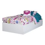 Pure White Twin Mates Bed with 3 Drawers (39 Inch)