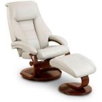 Putty (Gray) Top Grain Leather Swivel, Recliner with Ottoman