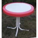Red Coral Metal Round Table