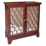 Red Honeycomb 2-Door Mirrored Cabinet
