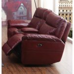 Red Leather-Match Dual Reclining Loveseat – K-Motion