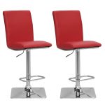 Red Leather and Chrome Adjustable Bar Stool (Set of 2)