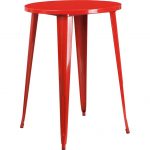 Red Metal 30 Inch Round Indoor-Outdoor Cafe Bar Table
