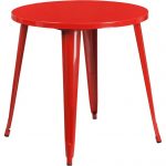 Red Metal 30 Inch Round Indoor-Outdoor Cafe Table