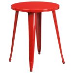 Red Metal Cafe Round Indoor-Outdoor Table